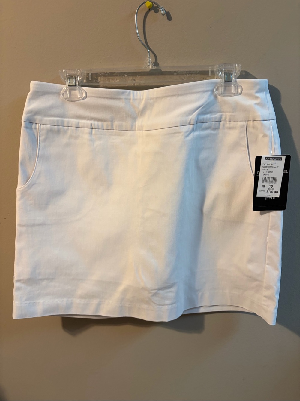 White Mini Skort with Front Pockets